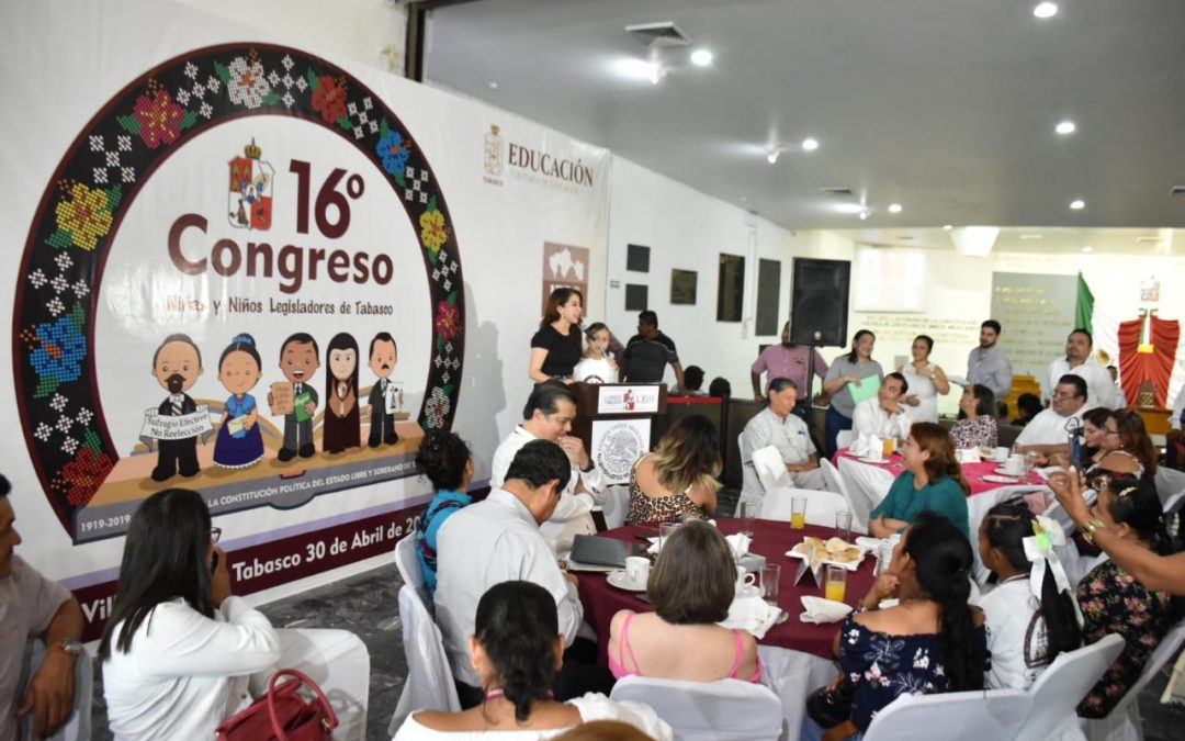 Inauguran el 16° Congreso de las Niñas y los Niños Legisladores de Tabasco